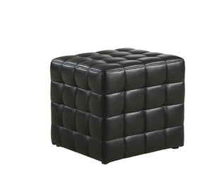 16.75" x 16.75" x 17" Black, Leather Look Fabric - Ottoman