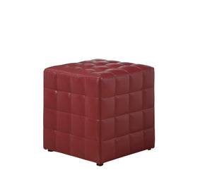 16.75" x 16.75" x 17" Red, Leather Look Fabric - Ottoman