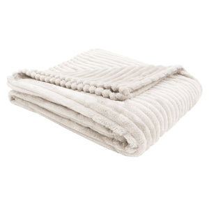 50" x 60" Ivory, Ultra Soft Ribbed Style - Throw