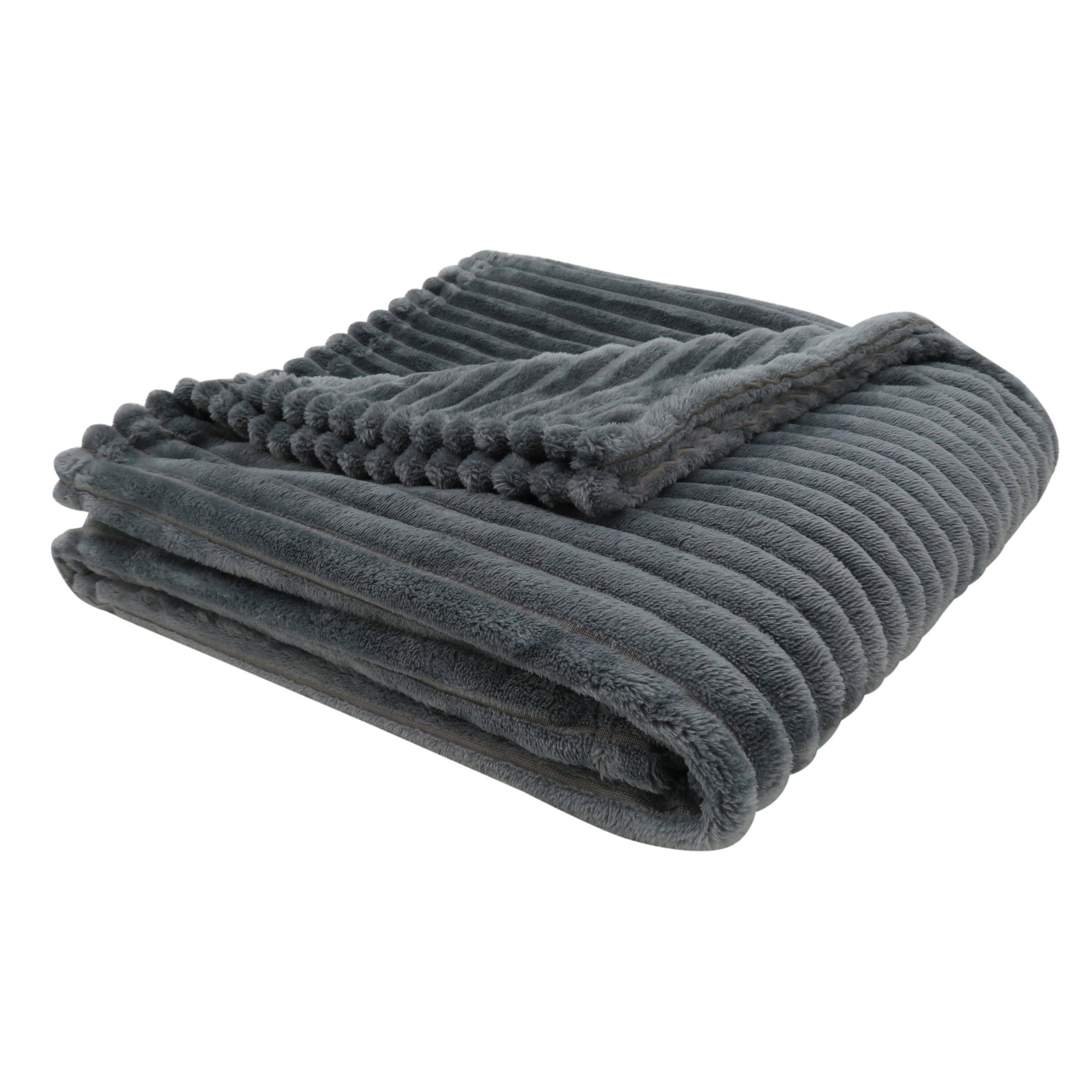 50" x 60" Grey, Ultra Soft Ribbed Style - Throw