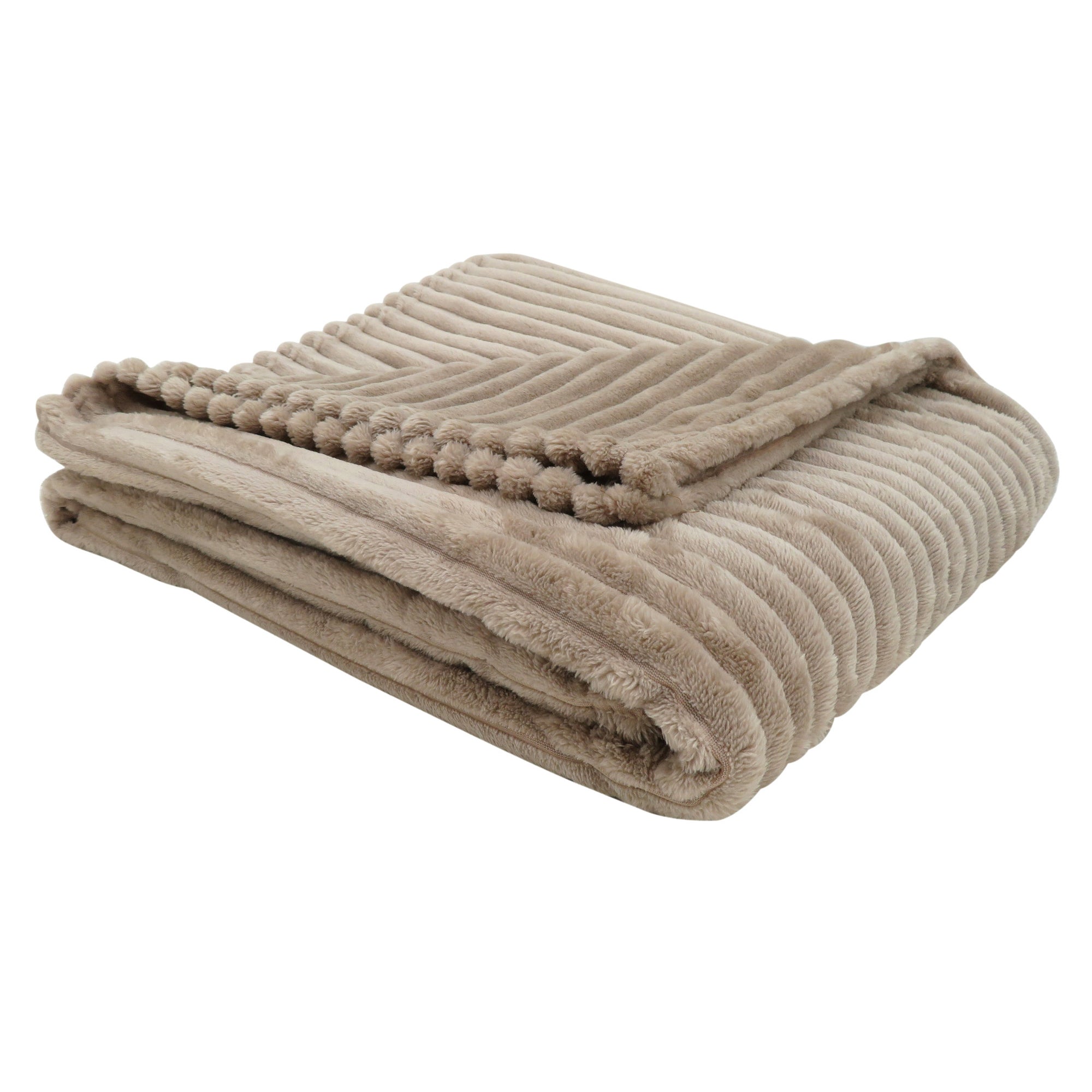 50" x 60" Beige, Ultra Soft Ribbed Style - Throw