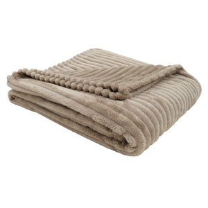 50" x 60" Beige, Ultra Soft Ribbed Style - Throw