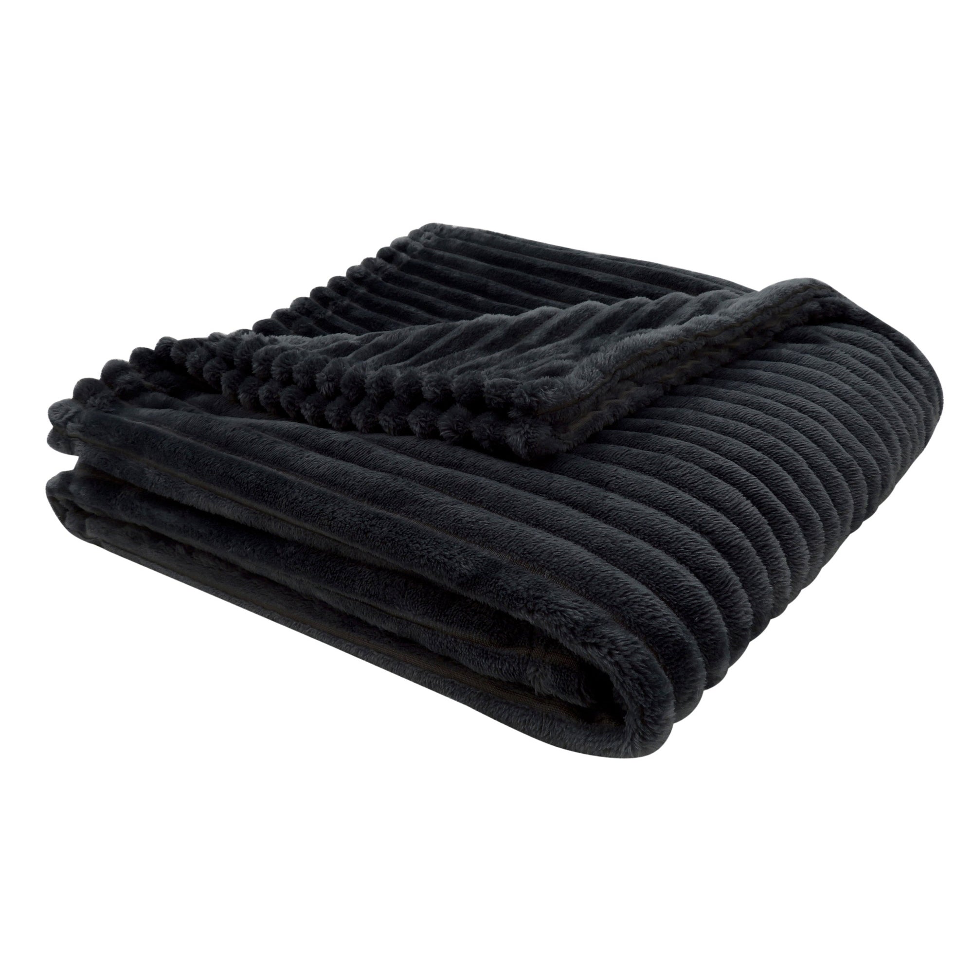 50" x 60" Black, Ultra Soft Ribbed Style - Throw