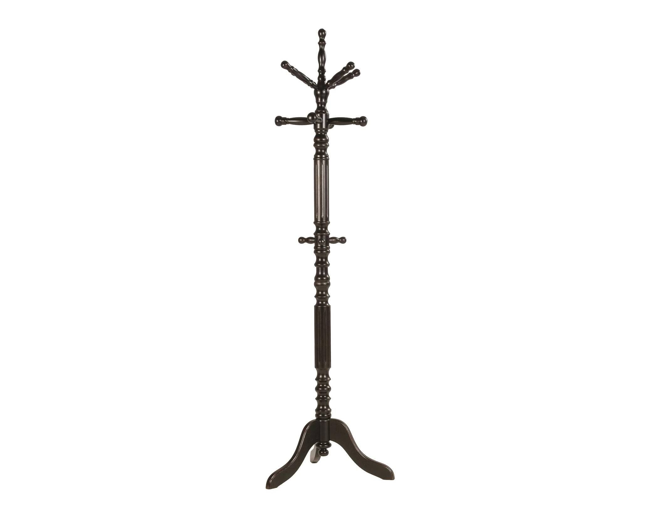 12" X 12" X 74.5" Black Hardwood Coat Stand