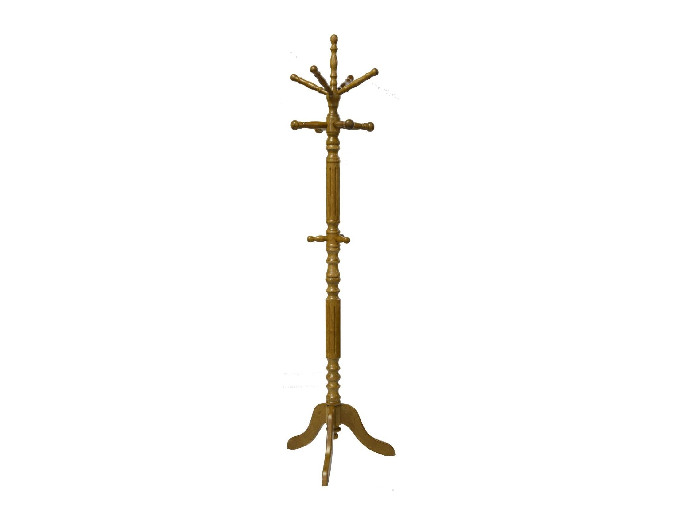 12" X 12" X 74.5" Tobacco Hardwood Coat Stand