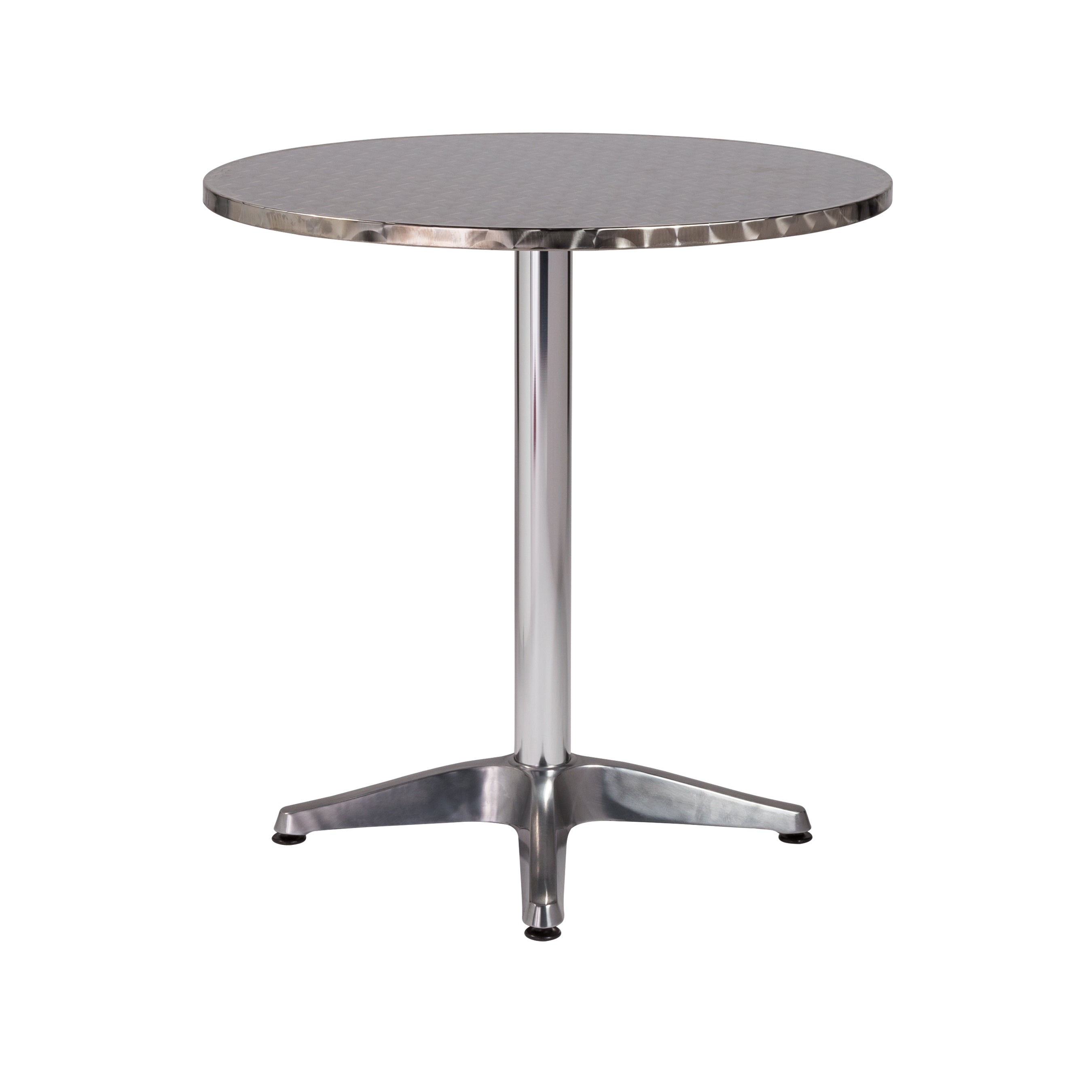 27.5" X 27.5" X 28" Silver Stainless Steel Round Bistro Table with Aluminum Base