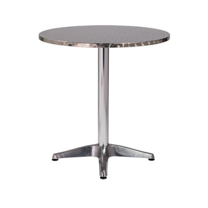 27.5" X 27.5" X 28" Silver Stainless Steel Round Bistro Table with Aluminum Base