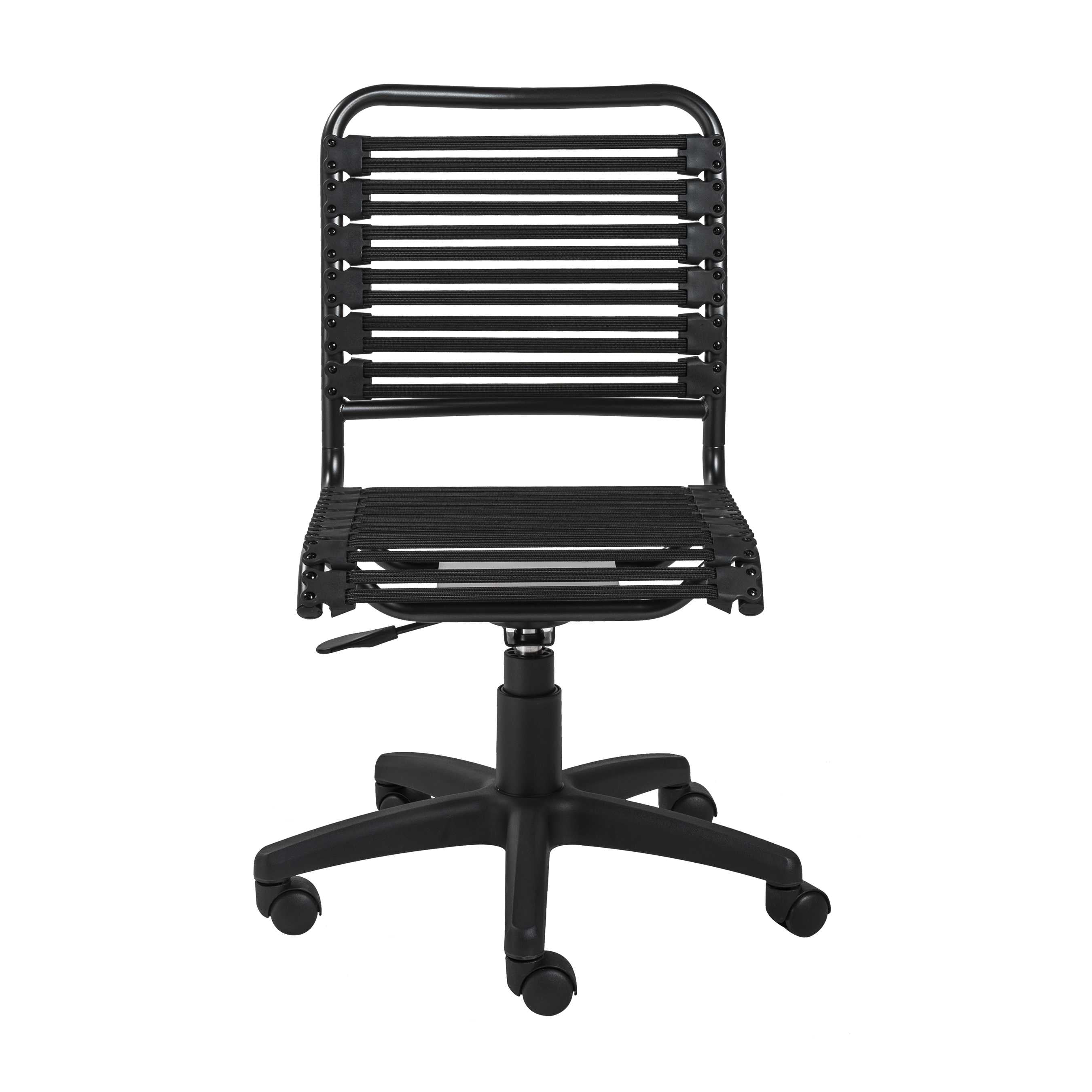18.12" X 24" X 37.21" Black Flat Bungie Cords Low Back Office Chair with Graphite Black Frame and Base