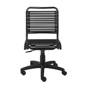 18.12" X 24" X 37.21" Black Flat Bungie Cords Low Back Office Chair with Graphite Black Frame and Base