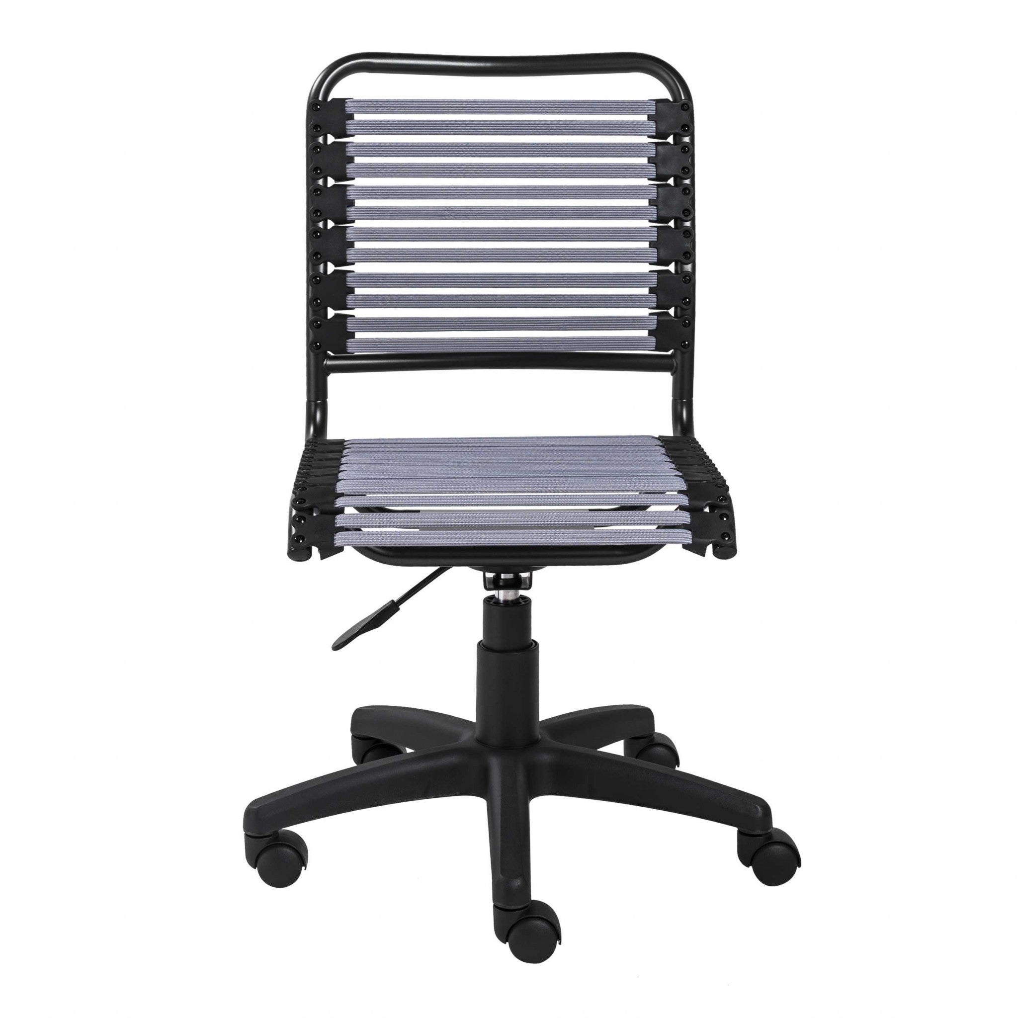 18.12" X 24" X 37.21" Light Gray Flat Bungie Cords Low Back Office Chair with Graphite Black Frame and Base