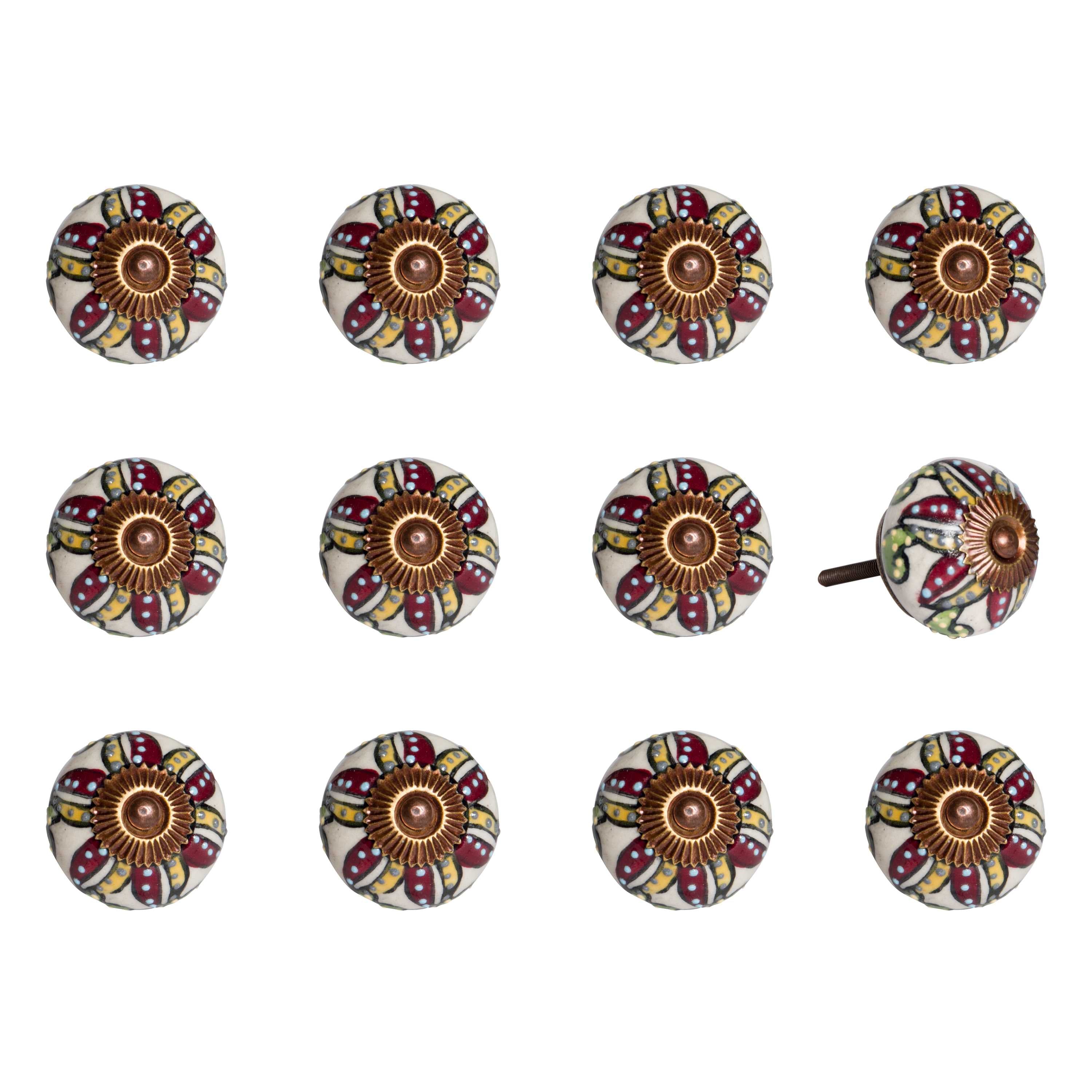 1.5" x 1.5" x 1.5" Ceramic/Metal Multicolor 12 Pack Knob