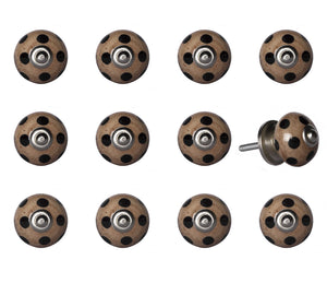 1.5" x 1.5" x 1.5" Ceramic/Metal Brown Black 12 Pack Knob