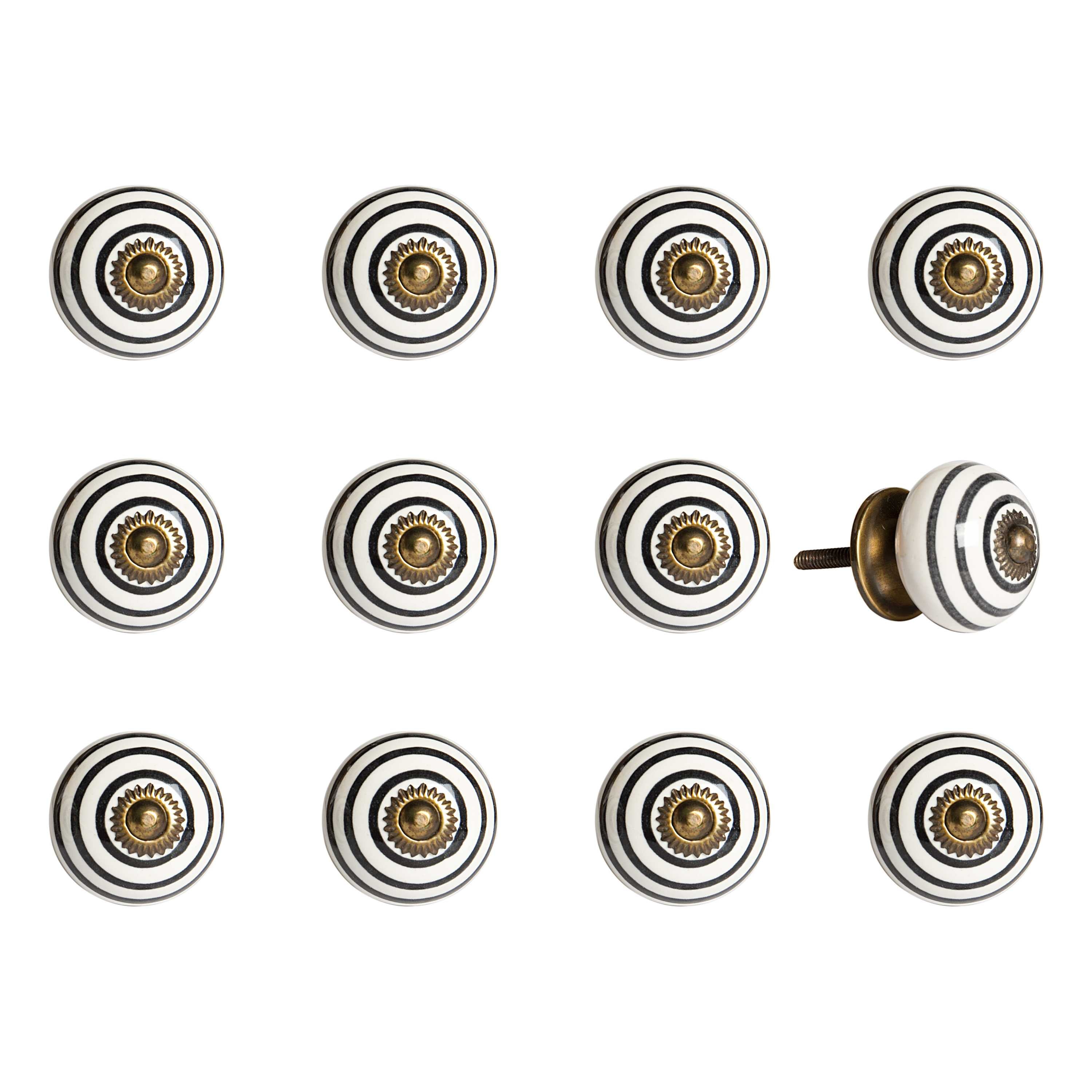 1.5" x 1.5" x 1.5" Ceramic/Metal Multicolor 12 Pack Knob