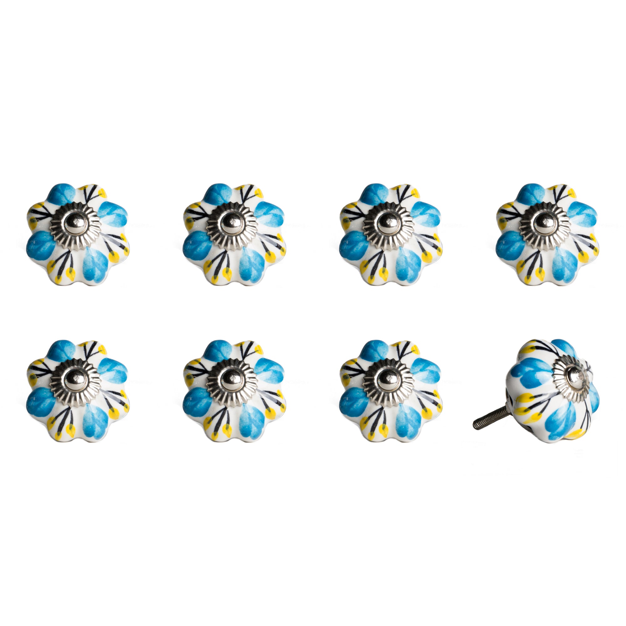 1.5" x 1.5" x 1.5" Ceramic/Metal Multicolor 8 Pack Knob