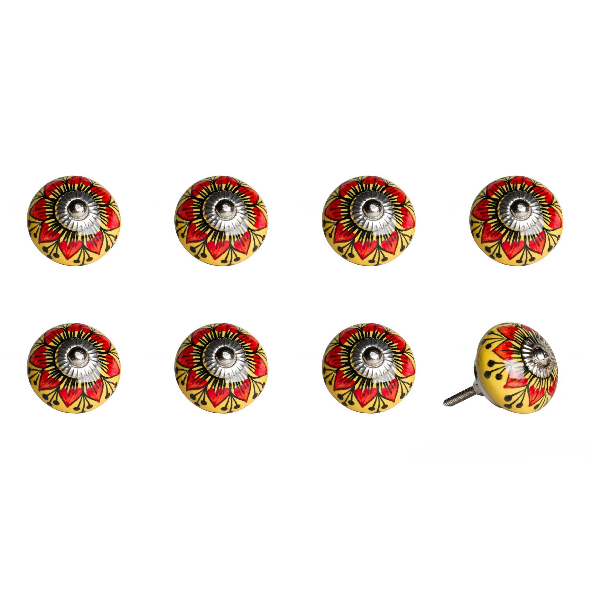 1.5" x 1.5" x 1.5" Ceramic/Metal Multicolor 8 Pack Knob