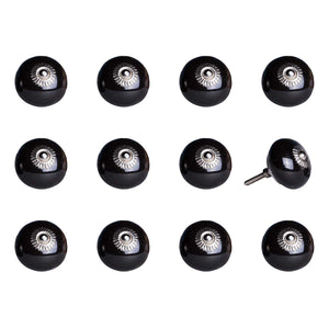 1.5" x 1.5" x 1.5" Ceramic/Metal Black 12 Pack Knob