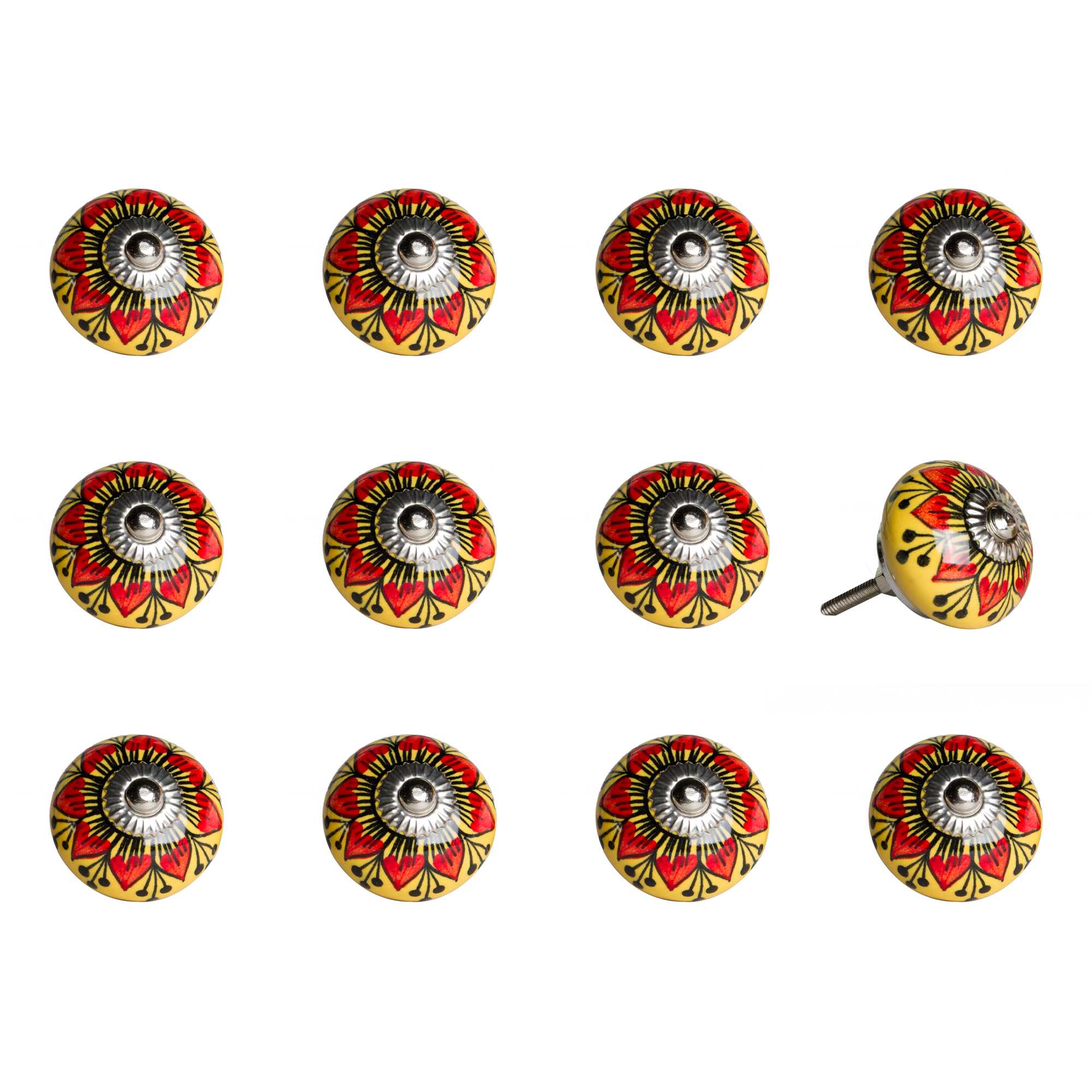 1.5" x 1.5" x 1.5" Ceramic/Metal Multicolor 12 Pack Knob