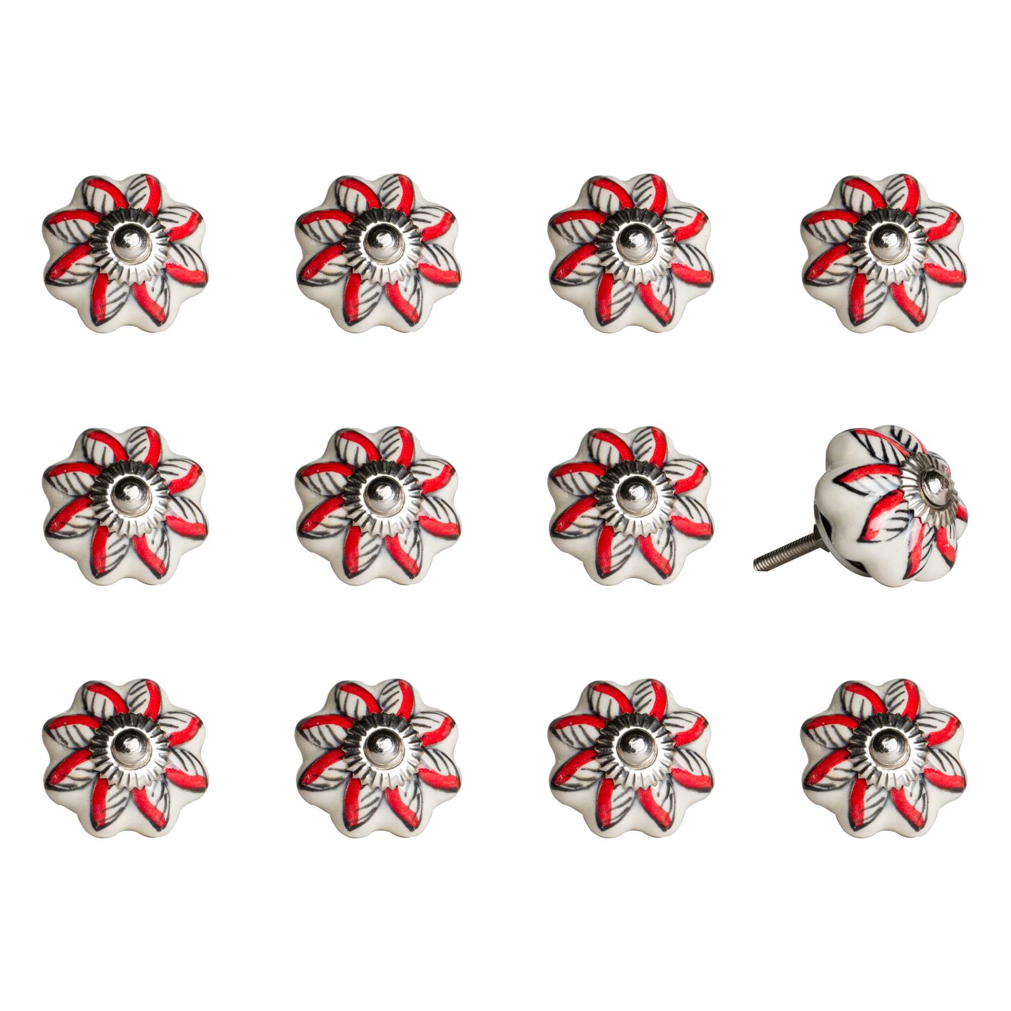 1.5" x 1.5" x 1.5" Ceramic/Metal Multicolor 12 Pack Knob