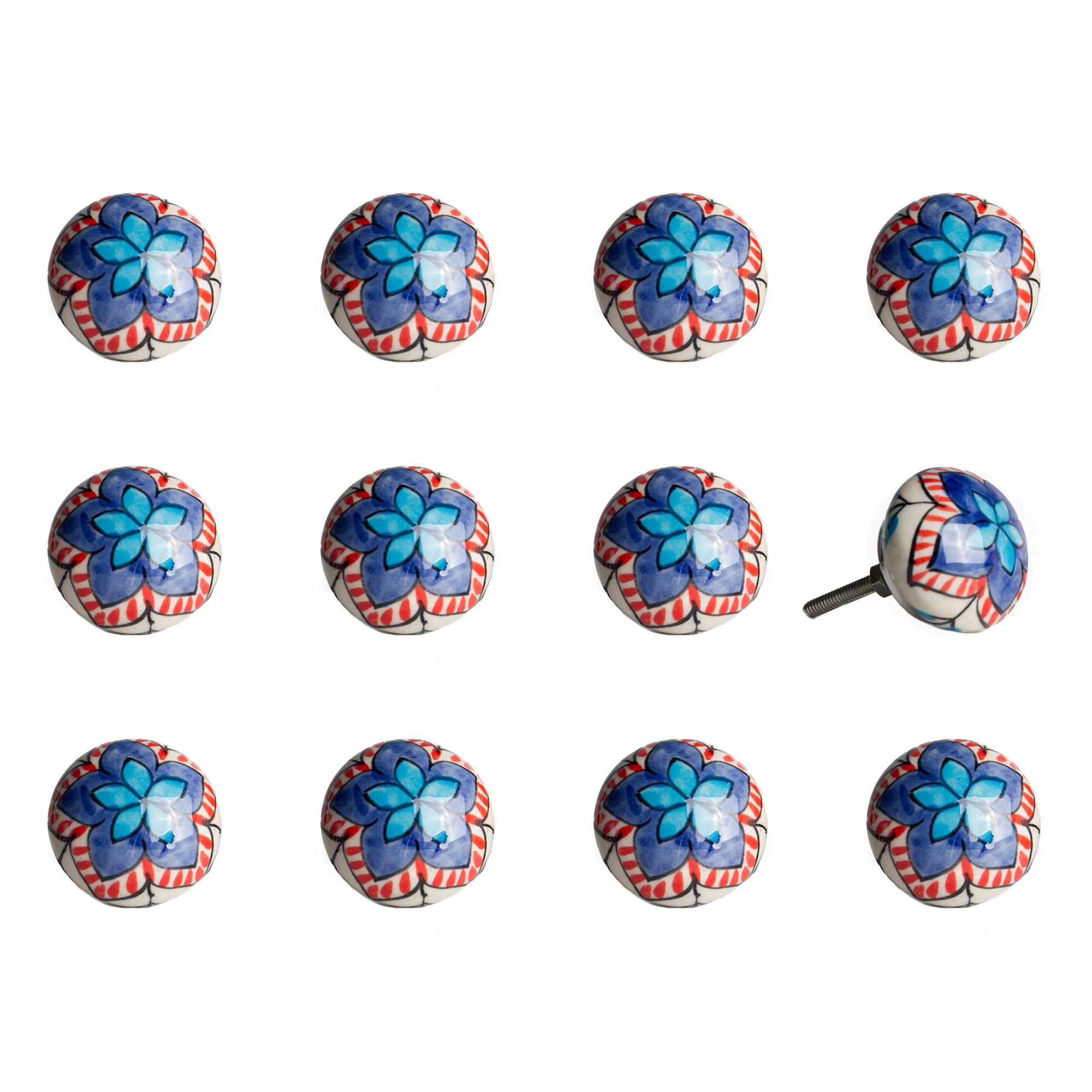 1.5" x 1.5" x 1.5" Ceramic/Metal Multicolor 12 Pack Knob