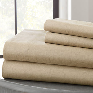 0.2" x 102" x 108" Cotton Beige  4 Piece California King Size Sheet Set