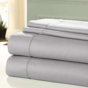 0.2" x 102" x 106" Cotton Silver  4 Piece 1200 Thread Count California King Size Sheet Set