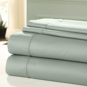 0.2" x 102" x 106" Cotton Green  4 Piece 1200 Thread Count California King Size Sheet Set