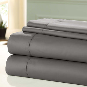 0.2" x 102" x 106" Cotton Gray  4 Piece 1200 Thread Count California King Size Sheet Set