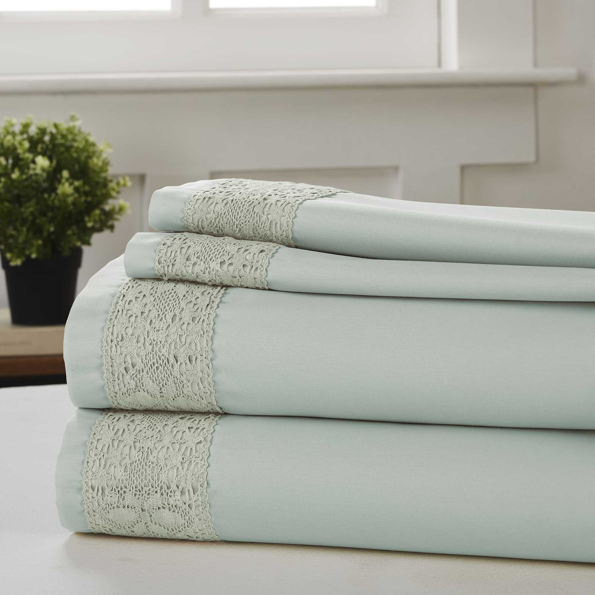 0.2" x 96" x 81" Cotton Blue  4 Piece Full Size Sheet Set