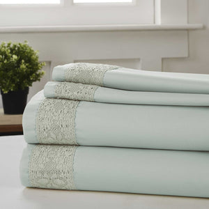 0.2" x 96" x 81" Cotton Blue  4 Piece Full Size Sheet Set