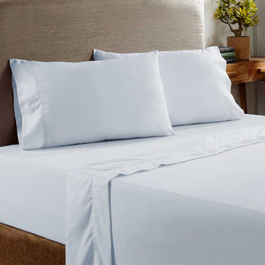 0.2" x 96" x 81" Cotton and Polyester Blue  4 Piece Full Size Sheet Set with 400 Thread Count