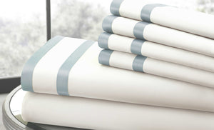 0.2" x 102" x 106" Cotton and Polyester Blue  6 Piece King Size Sheet Set