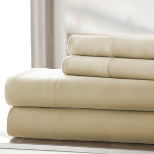 0.2" x 102" x 106" Cotton Brown  Wrinkle Free 4 Piece King Size Sheet Set