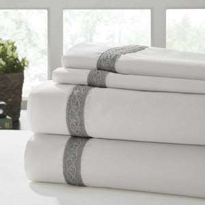 0.2" x 96" x 81" Cotton Gray  4 Piece Full Size Sheet Set