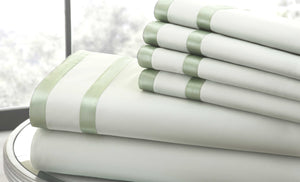 0.2" x 102" x 106" Cotton and Polyester Green  6 Piece King Size Sheet Set