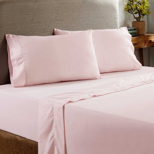 0.2" x 96" x 81" Cotton and Polyester Pink  4 Piece Full Size Sheet Set with 400 Thread Count