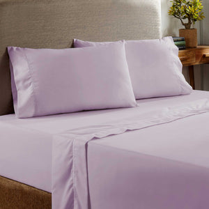 0.2" x 96" x 66" Cotton and Polyester Purple  3 Piece Twin Size Sheet Set with 400 Thread Count