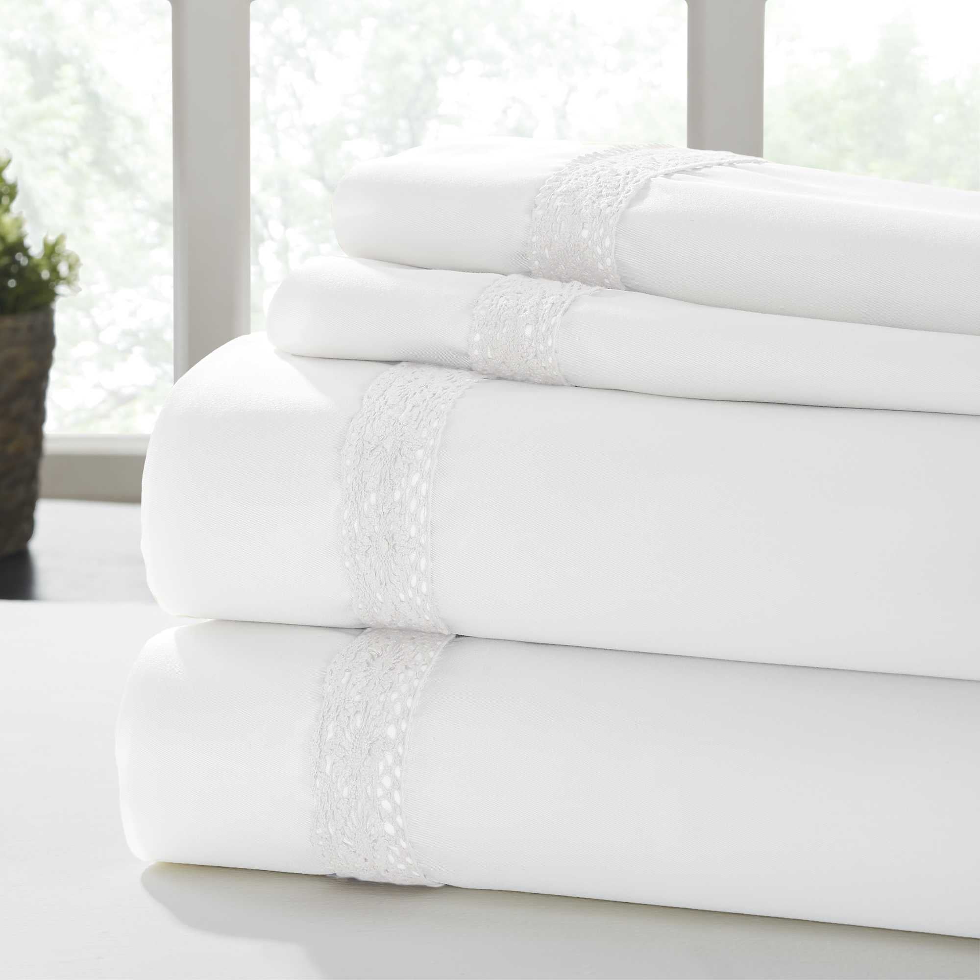 0.2" x 96" x 81" Cotton White  4 Piece Full Size Sheet Set