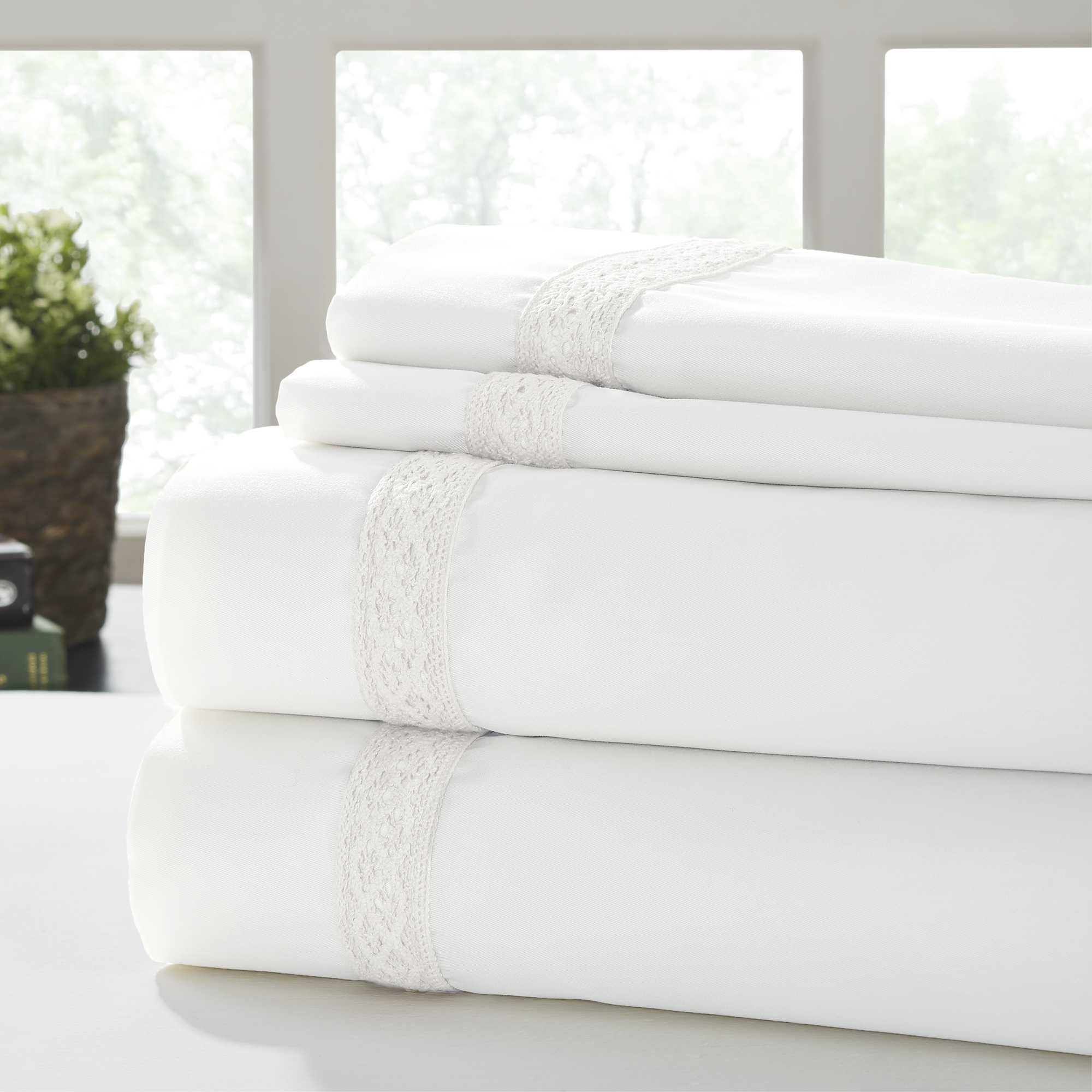 0.2" x 96" x 81" Cotton White  4 Piece Full Size Sheet Set