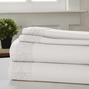 0.2" x 96" x 81" Cotton White  4 Piece Full Size Sheet Set