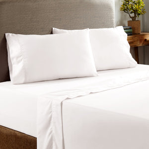 0.2" x 102" x 90" Cotton and Polyester White  4 Piece Queen Size Sheet Set with 400 Thread Count