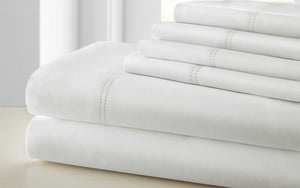 0.2" x 102" x 106" Cotton and Polyester White  6 Piece California King Size Sheet Set