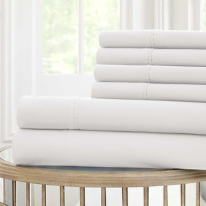 0.2" x 102" x 106" Microfiber White  6 Piece California King Sheet Set with Nano Technology