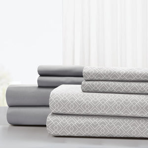 0.2" x 90" x 102" Microfiber Gray  8 Piece Queen Sheet Set