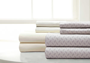 0.2" x 81" x 96" Microfiber Cream and Gray  8 Piece Full Sheet Set