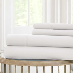 0.2" x 66" x 96" Microfiber White  4 Piece Twin Sheet Set with Nano Technology