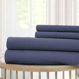 0.2" x 66" x 96" Microfiber Blue  4 Piece Twin Sheet Set with Nano Technology