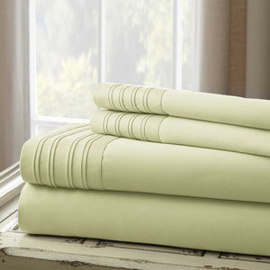 0.2" x 102" x 106" Cotton and Polyester Green  4 Piece California King Size Sheet Set