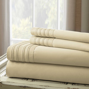 0.2" x 102" x 106" Cotton and Polyester White  4 Piece California King Size Sheet Set