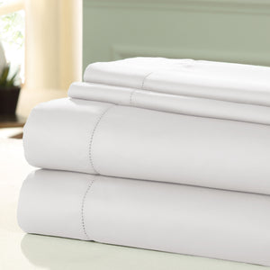 0.2" x 102" x 106" Cotton White  4 Piece 1200 Thread Count California King Size Sheet Set