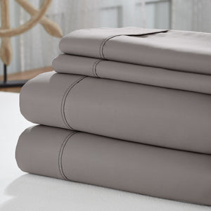 0.2" x 102" x 106" Cotton Gray  4 Piece 1800 Thread Count California King Size Sheet Set